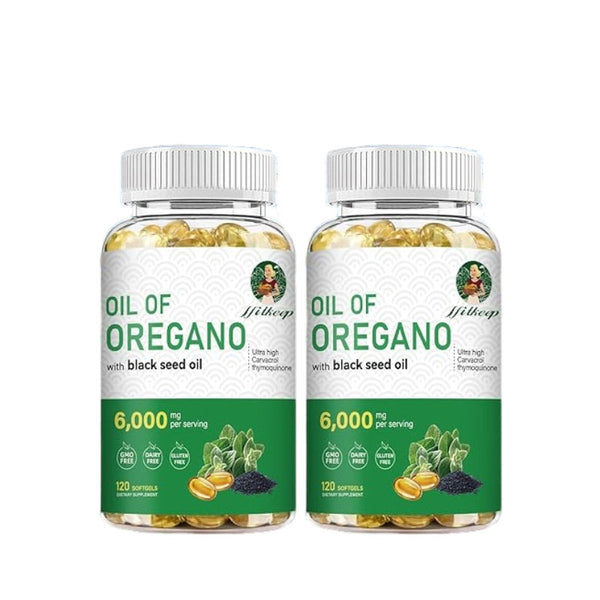 6000mg Oil of Oregano with 200mg Black Seed Oil 120 softgels