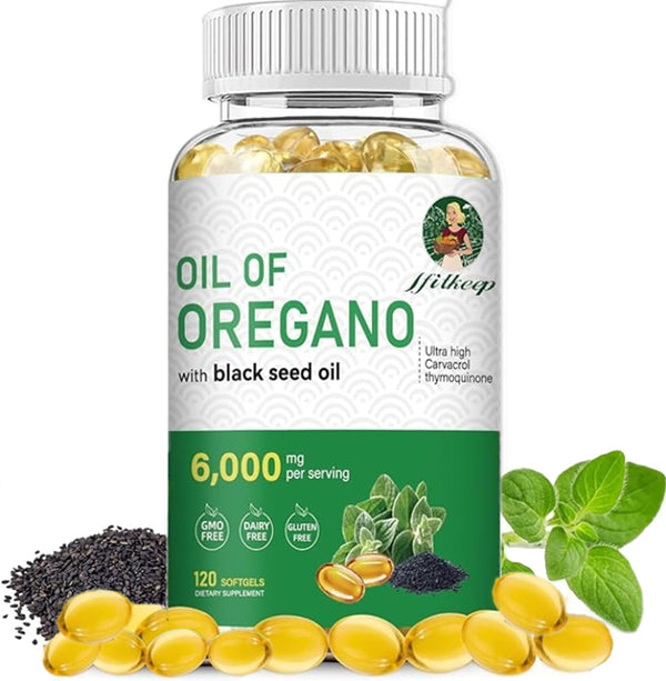 6000mg Oil of Oregano with 200mg Black Seed Oil 120 softgels